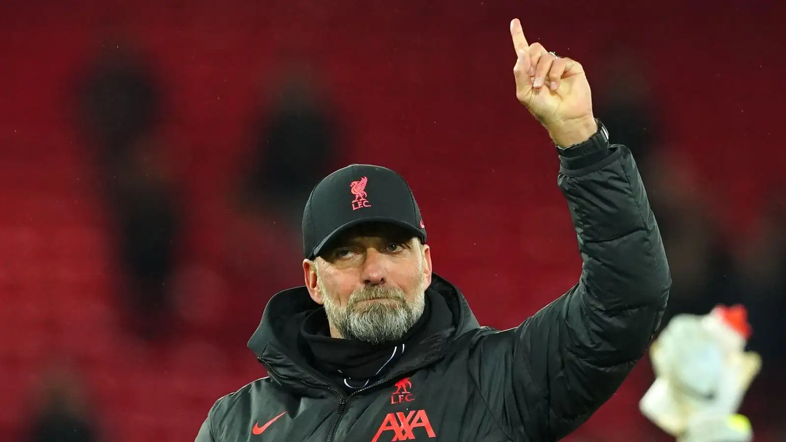 Liverpool boss Jurgen Klopp points to the sky