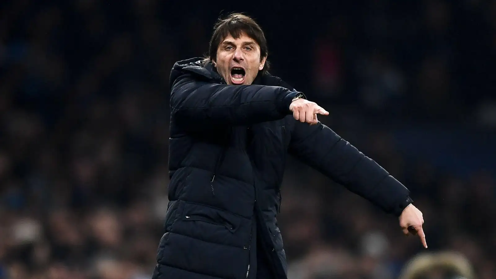 Tottenham boss Antonio Conte points and shouts instructions