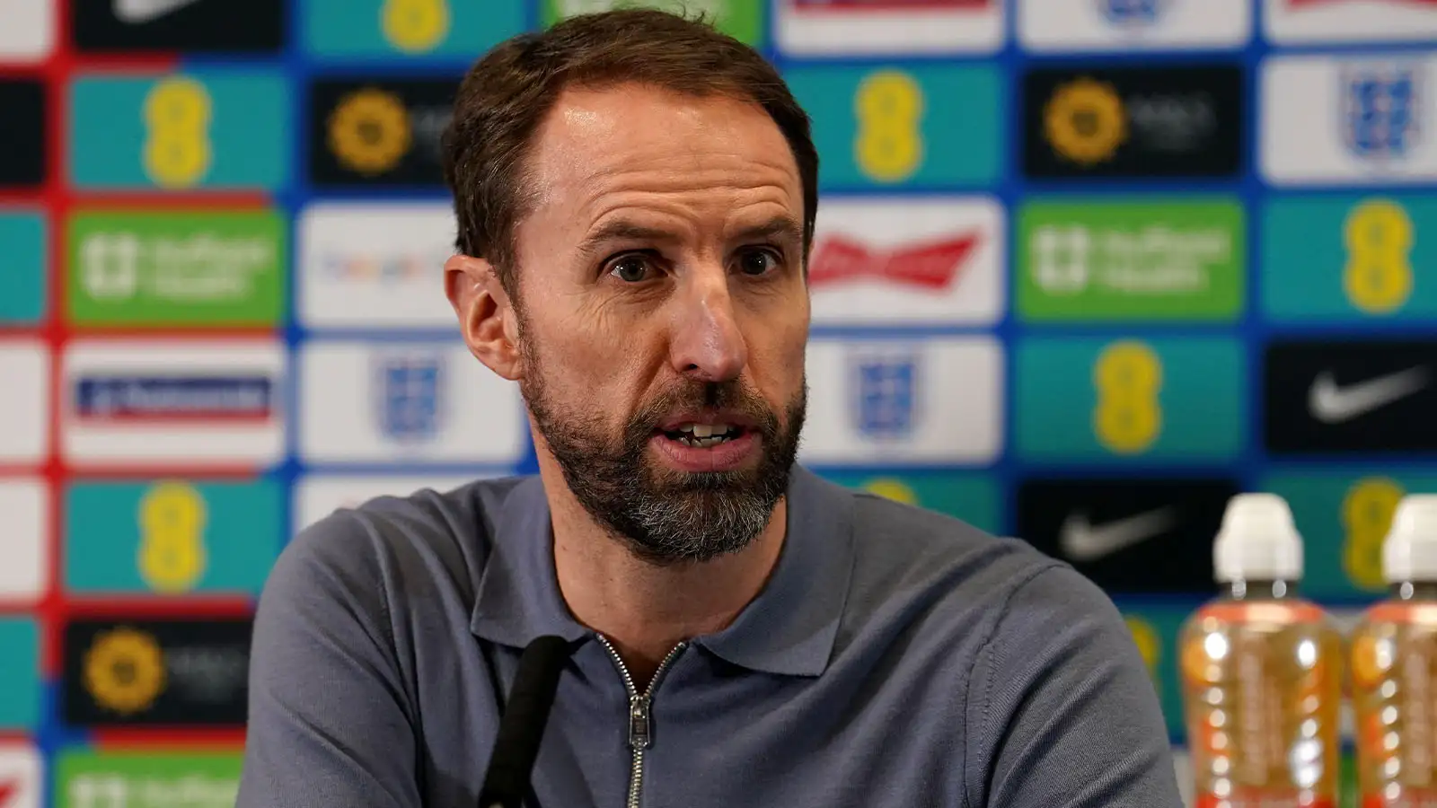 England manager Gareth Southgate during a press conference to announce the squad for the upcoming UEFA EURO 2024 qualifying matches against Italy and Ukraine, at St. George's Park, Burton upon Trent.