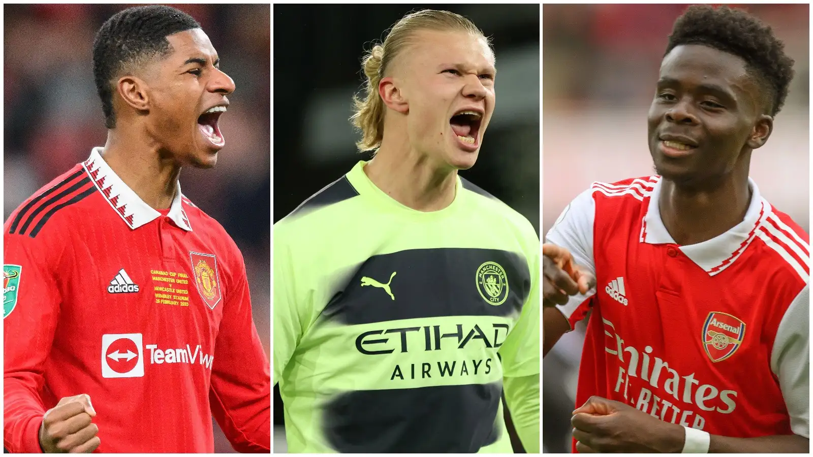 Marcus Rashford, Erling Haaland and Bukayo Saka are all in contention for the PFA Player of the Year award.