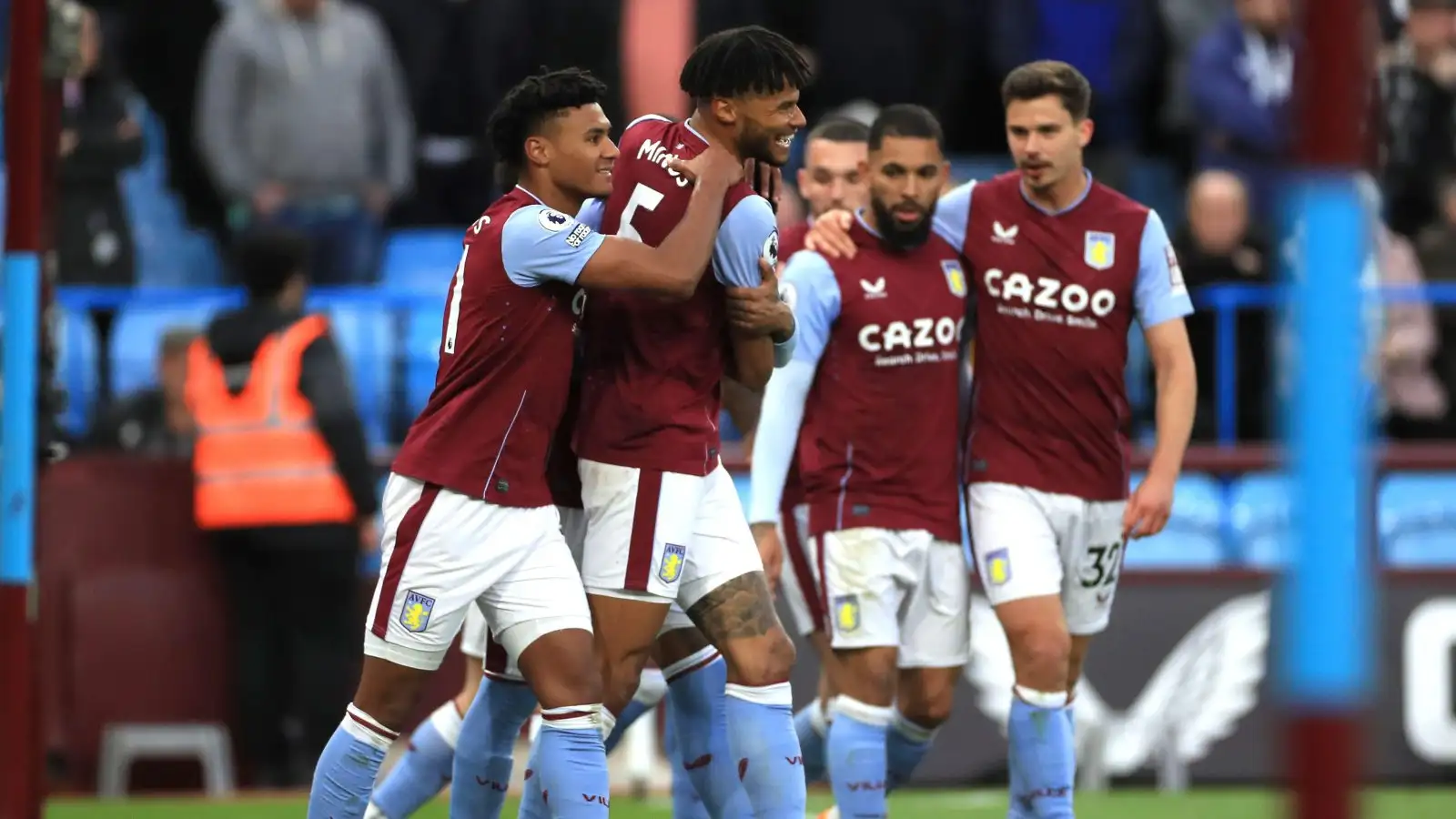 Aston Villa defender Tyrone Mings celebrates his goal