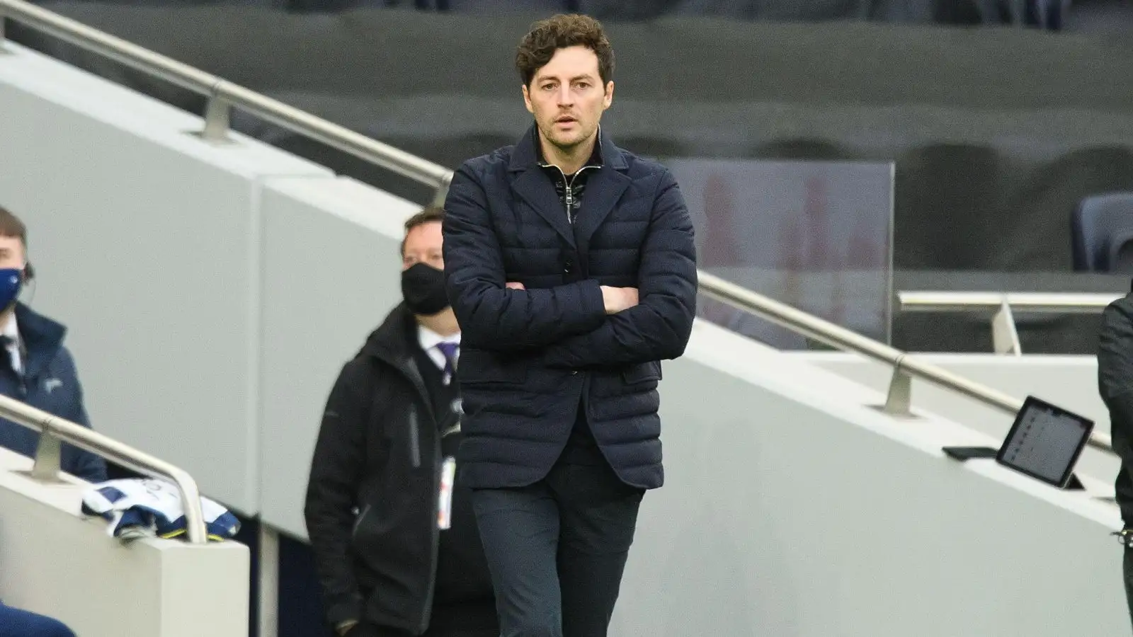 Ryan Mason watches a match from the touchline