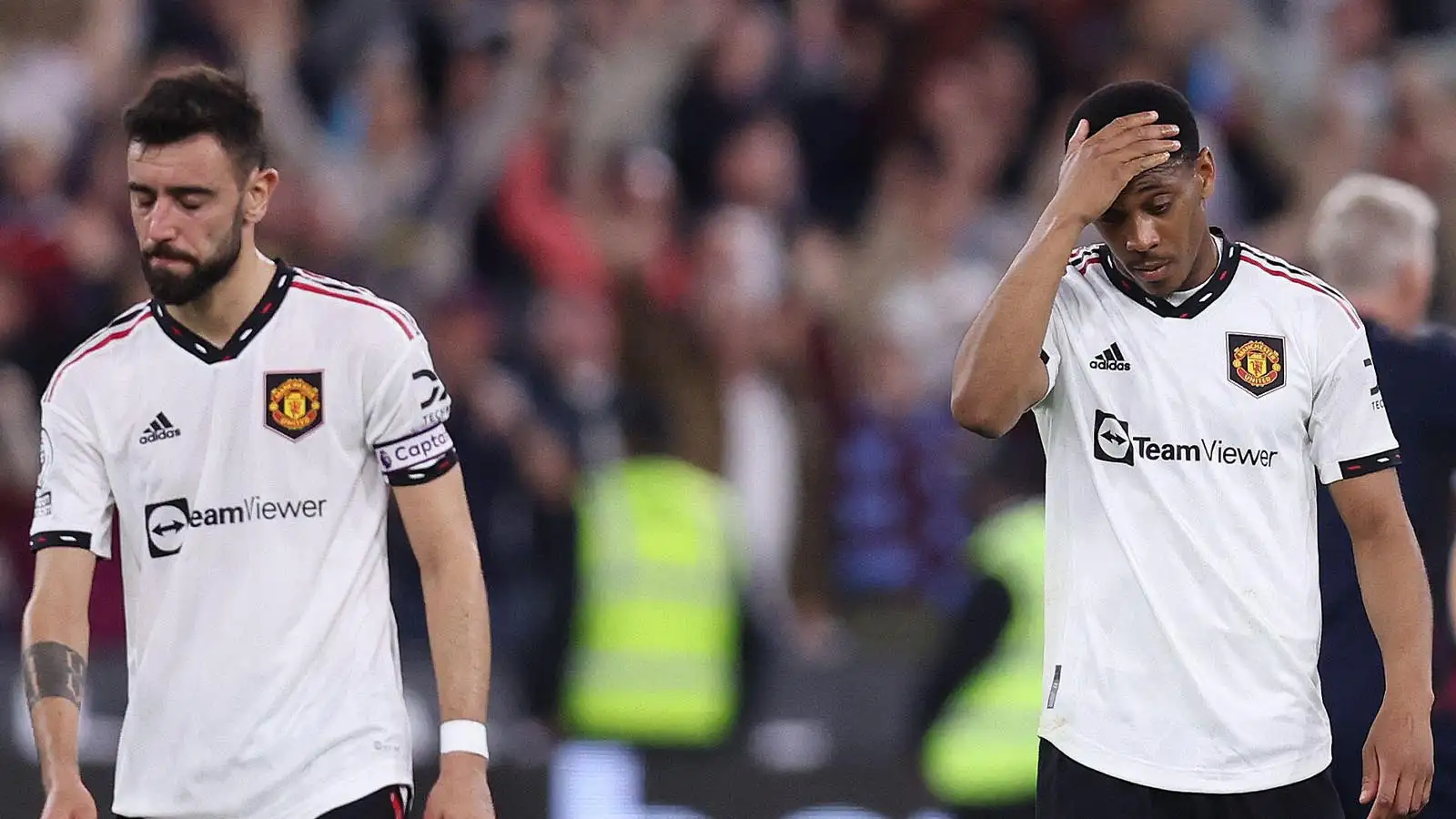 Anthony Martial of Manchester United looks dejected the Premier League match at the London Stadium, London