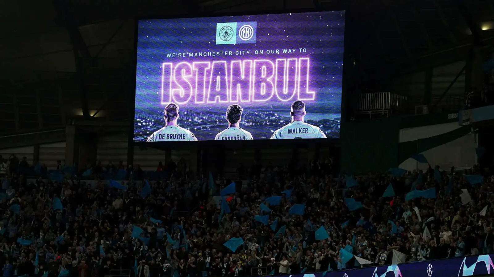 Manchester City supporters at the end of the UCL semi-final against Real Madrid