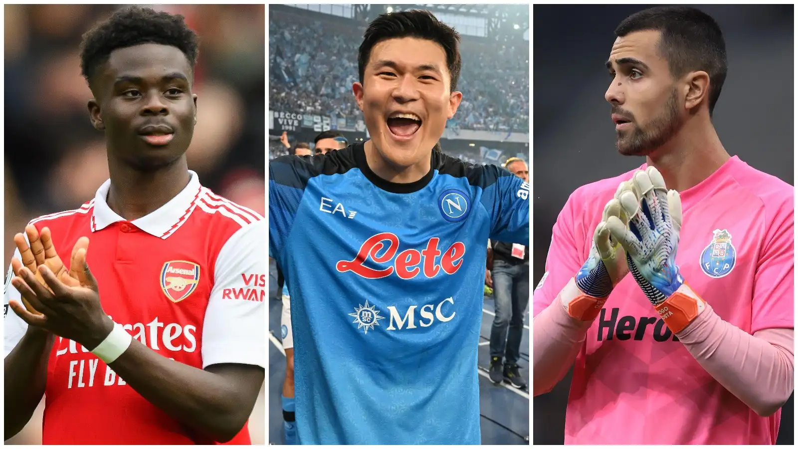 Arsenal winger Bukayo Saka, Napoli defender Kim Min-jae, Porto goalkeeper Diogo Costa.