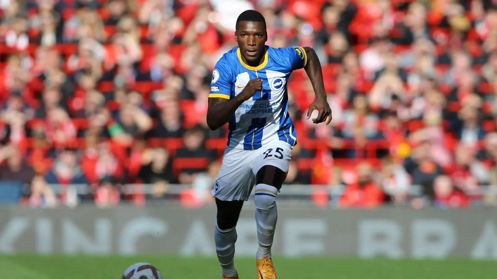 Moises Caicedo during a game against Liverpool