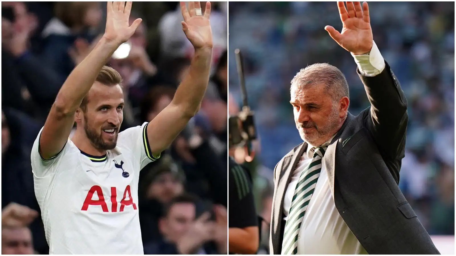 Tottenham striker Harry Kane and incoming Spurs manager Ange Postecoglu.