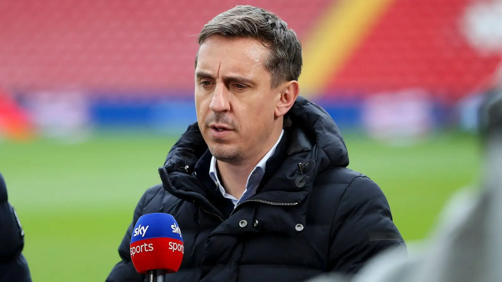 Man Utd legend Gary Neville looks serious