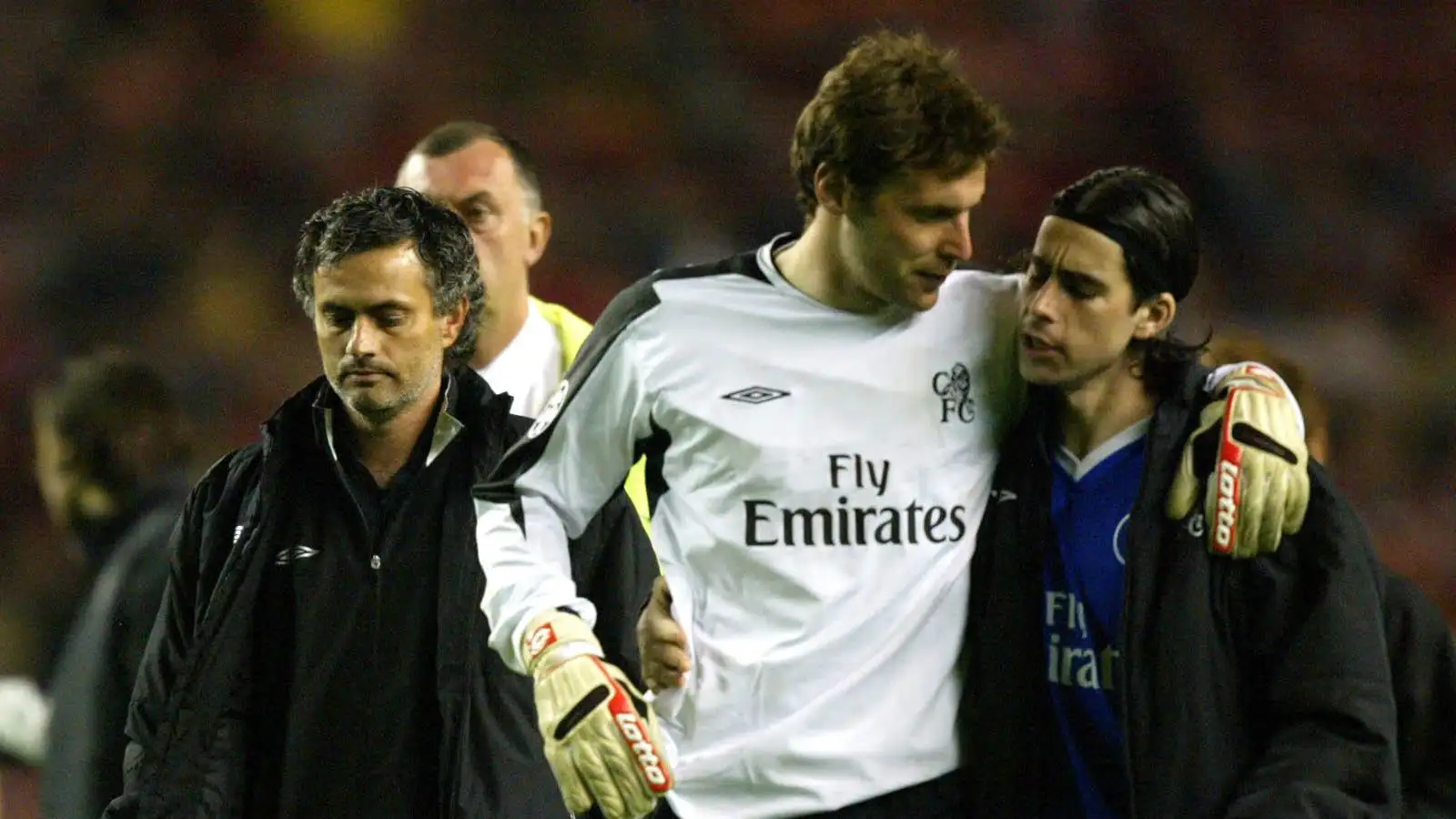 Chelsea's Jose Mourinho, Petr Cech and Tiago
