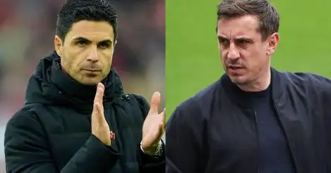 Gary Neville reveals the ‘only’ way Arsenal can beat Liverpool, Man City to the Premier League title