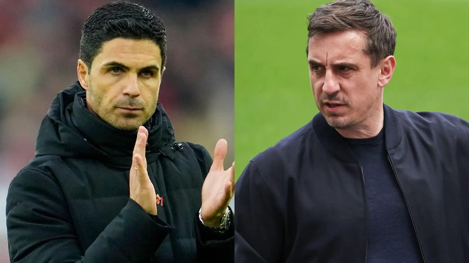 Gary Neville reveals the 'only' way Arsenal can beat Liverpool, Man City to the Premier League title 1 Arteta and Neville in Mail box