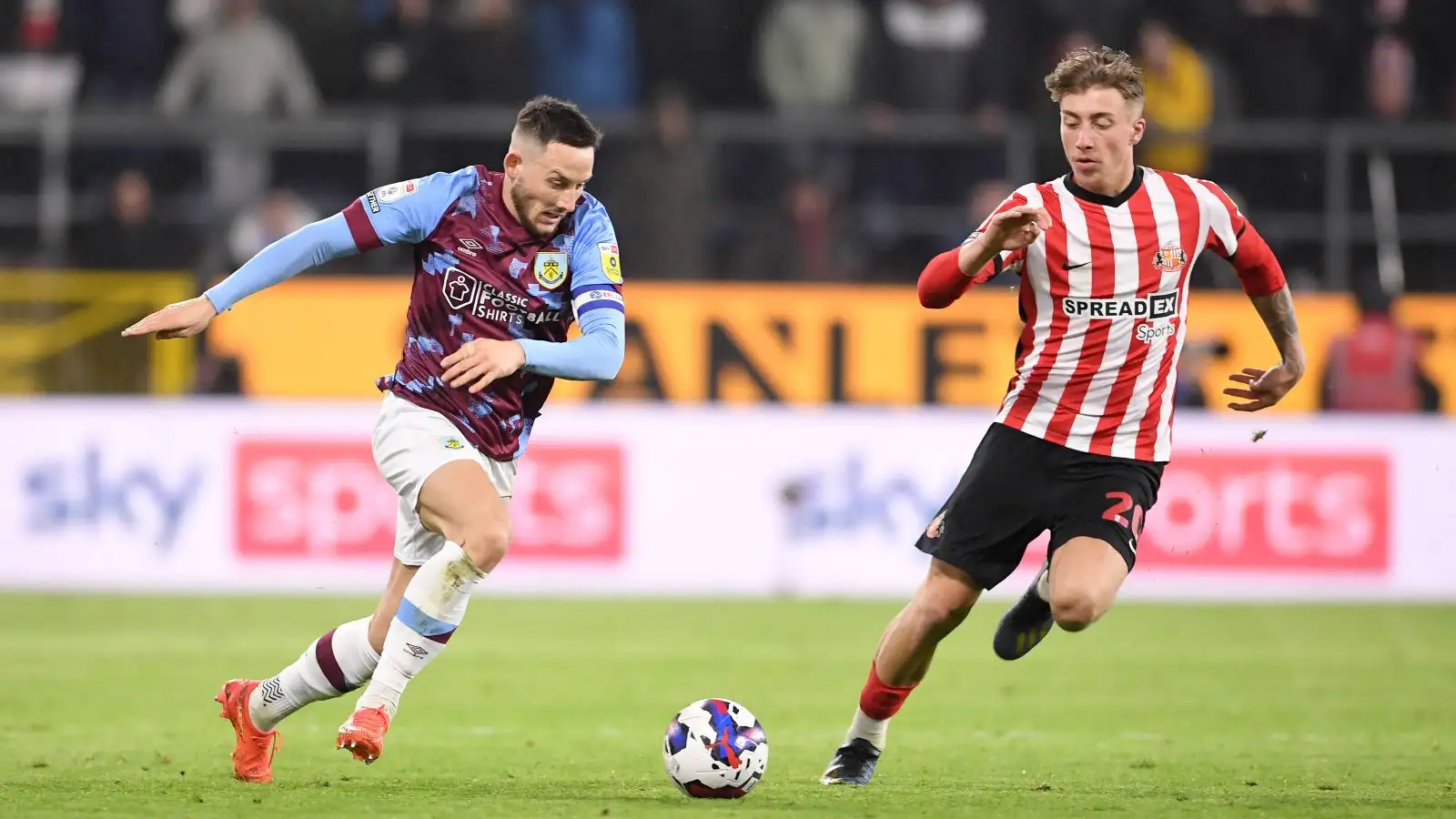 Jack Clarke in action for Sunderland against Burnley.