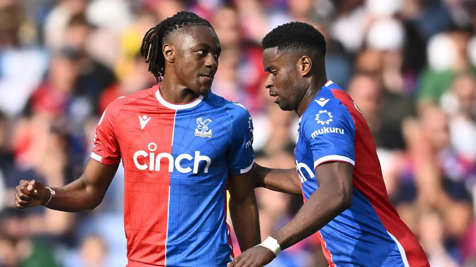 Eberechi Eze and Marc Guehi of Crystal Palace in the new home kit