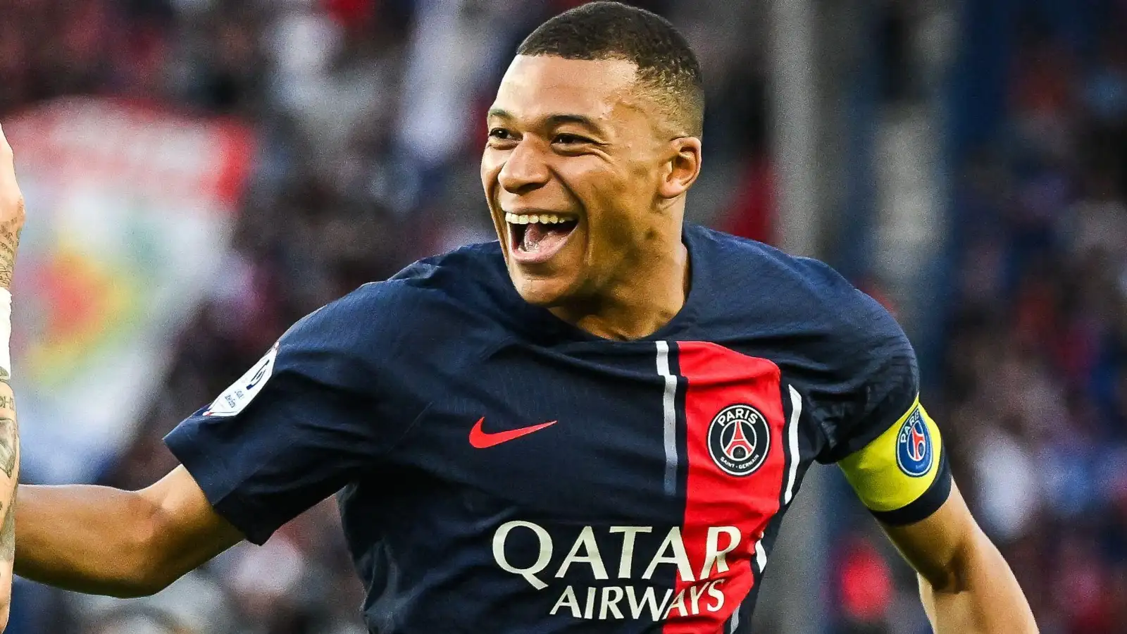 PSG striker Kylian Mbappe celebrates a goal against Clermont.