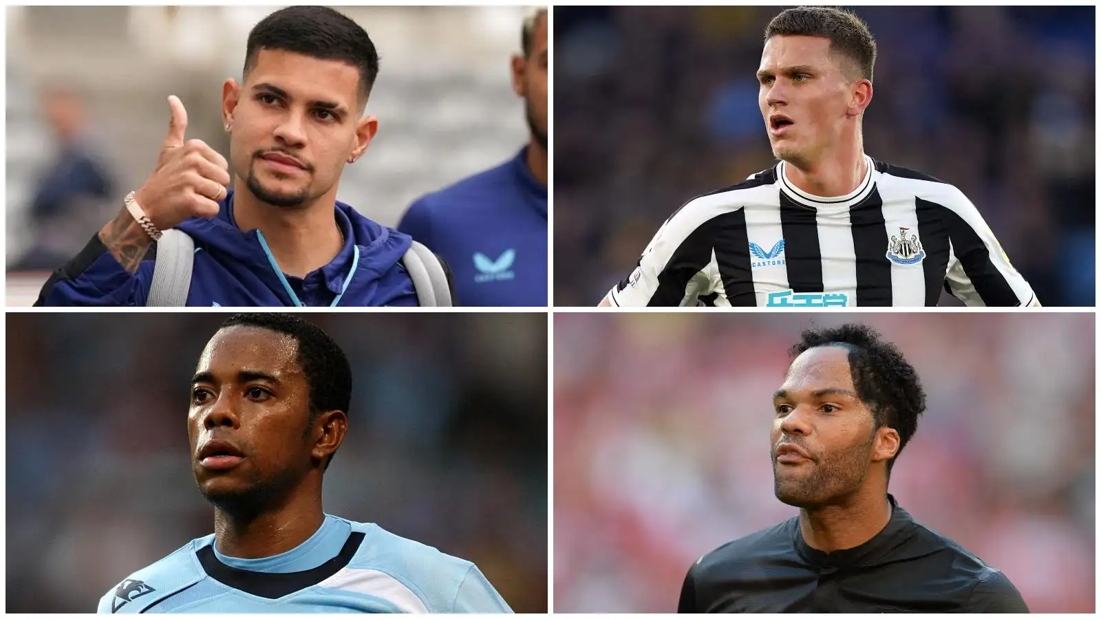 Newcastle and Man City signings Bruno Guimaraes, Sven Botman, Robinho and Joleon Lescott.