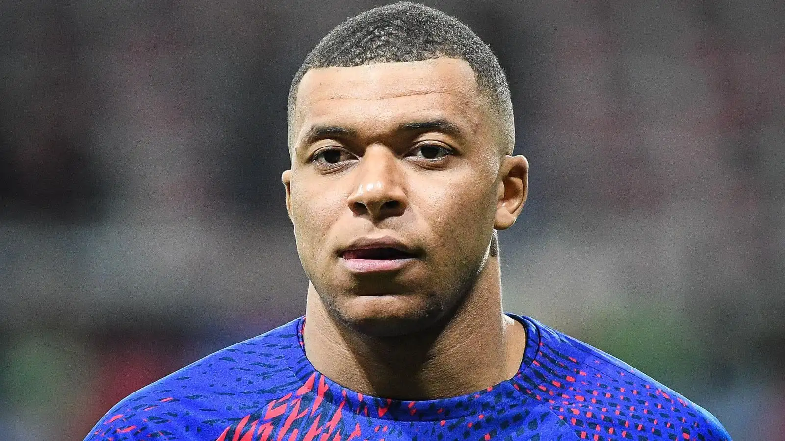PSG forward Kylian Mbappe during a pre-match warm-up.
