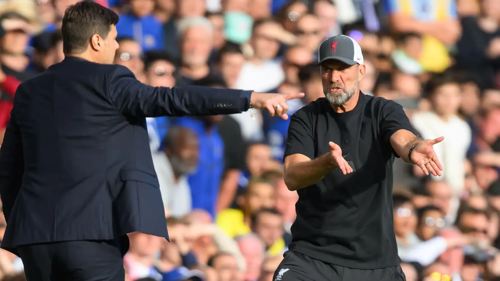 Chelsea boss Mauricio Pochettino with his outgoing Liverpool counterpart Jurgen Klopp.