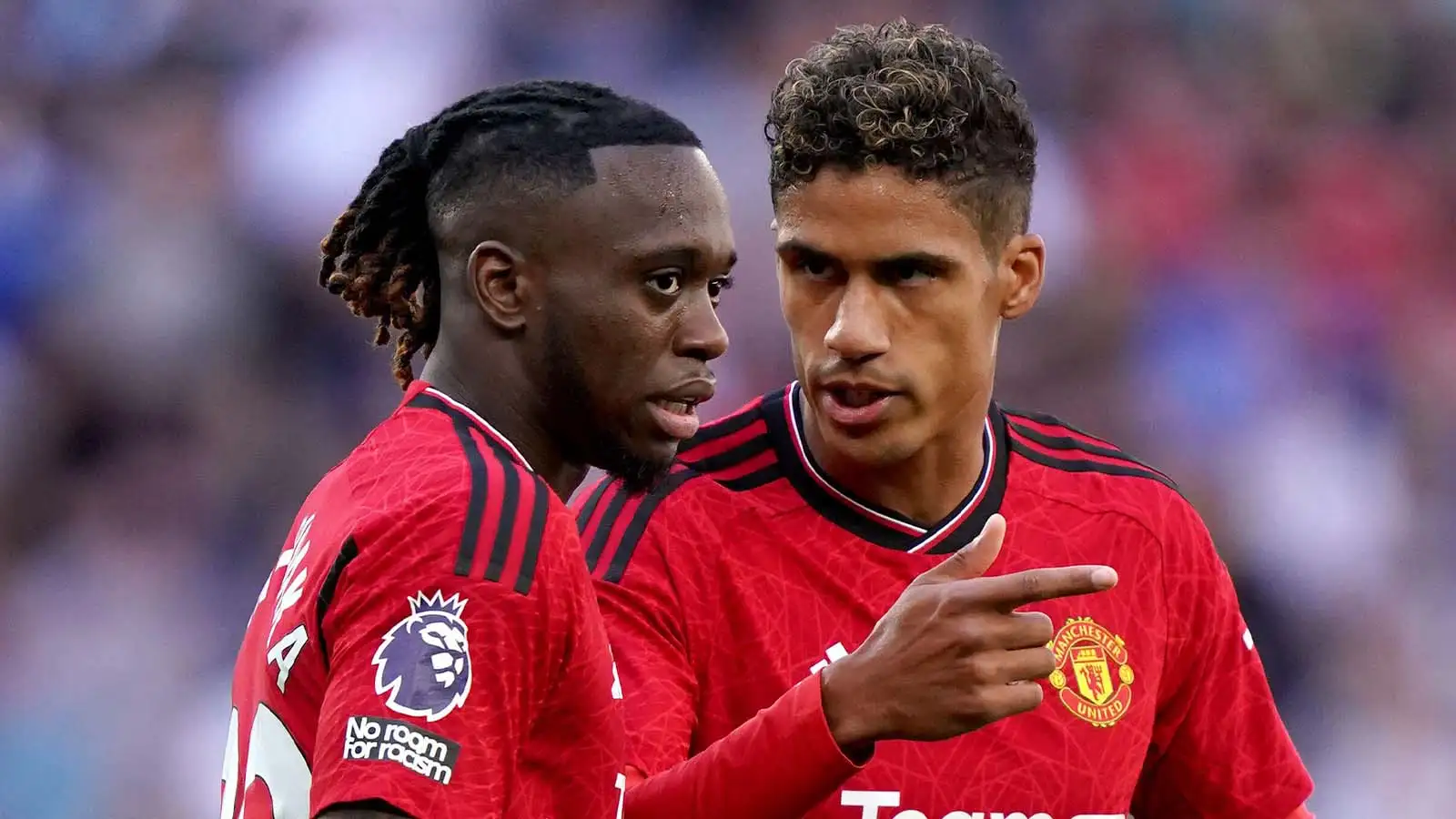 Manchester United's Raphael Varane and Aaron Wan-Bissaka