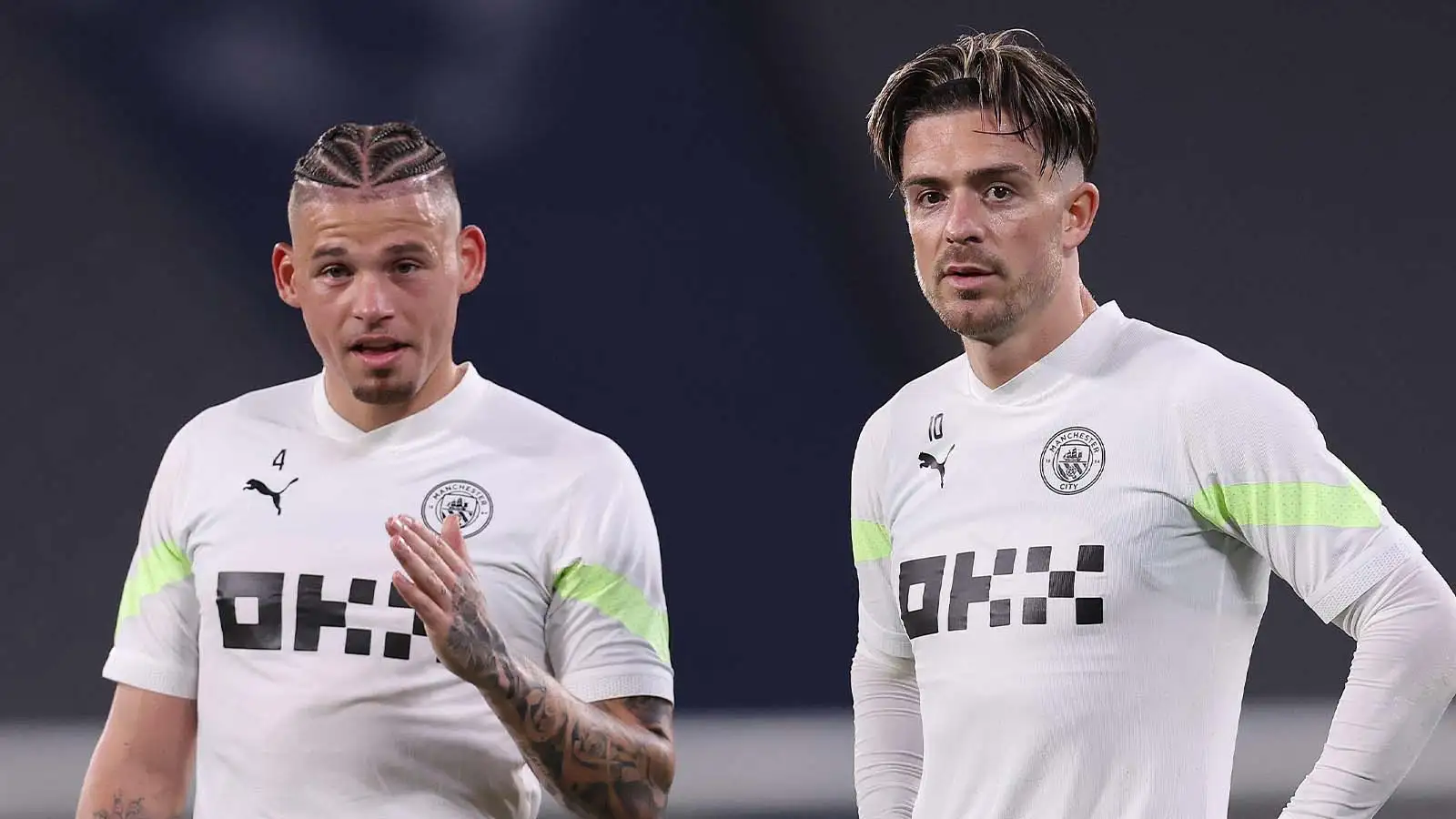 Kalvin Phillips of Manchester City and Jack Grealish