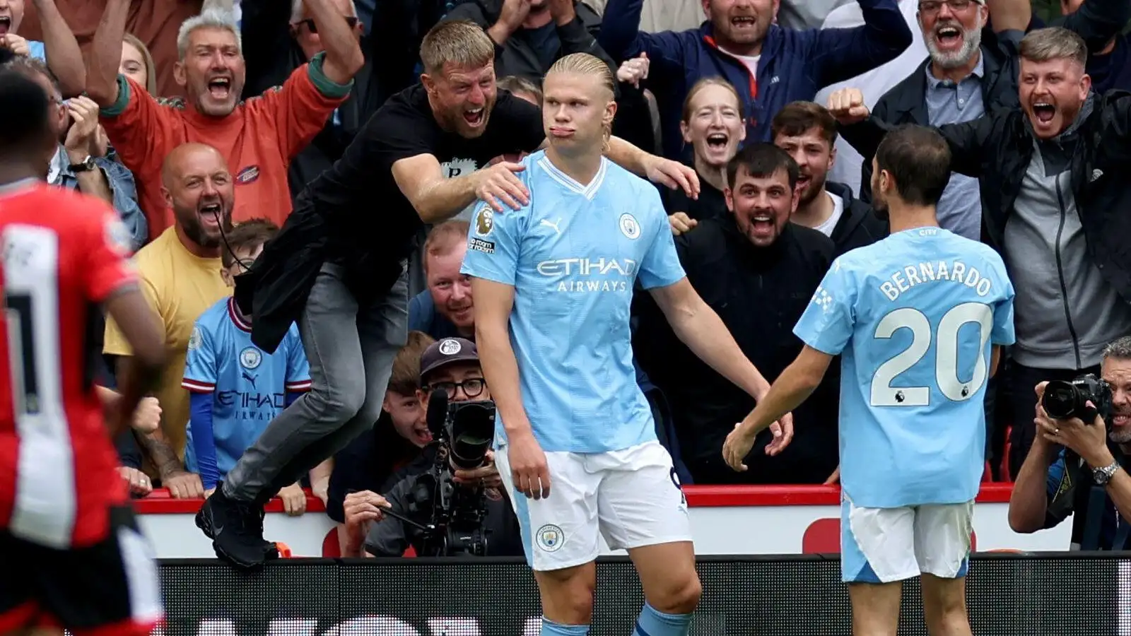Manchester City striker Erling Haaland celebrates his goal
