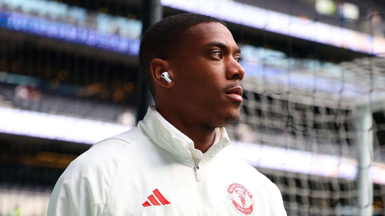 Anthony Martial of Manchester United arriving at Tottenham Hotspur Stadium