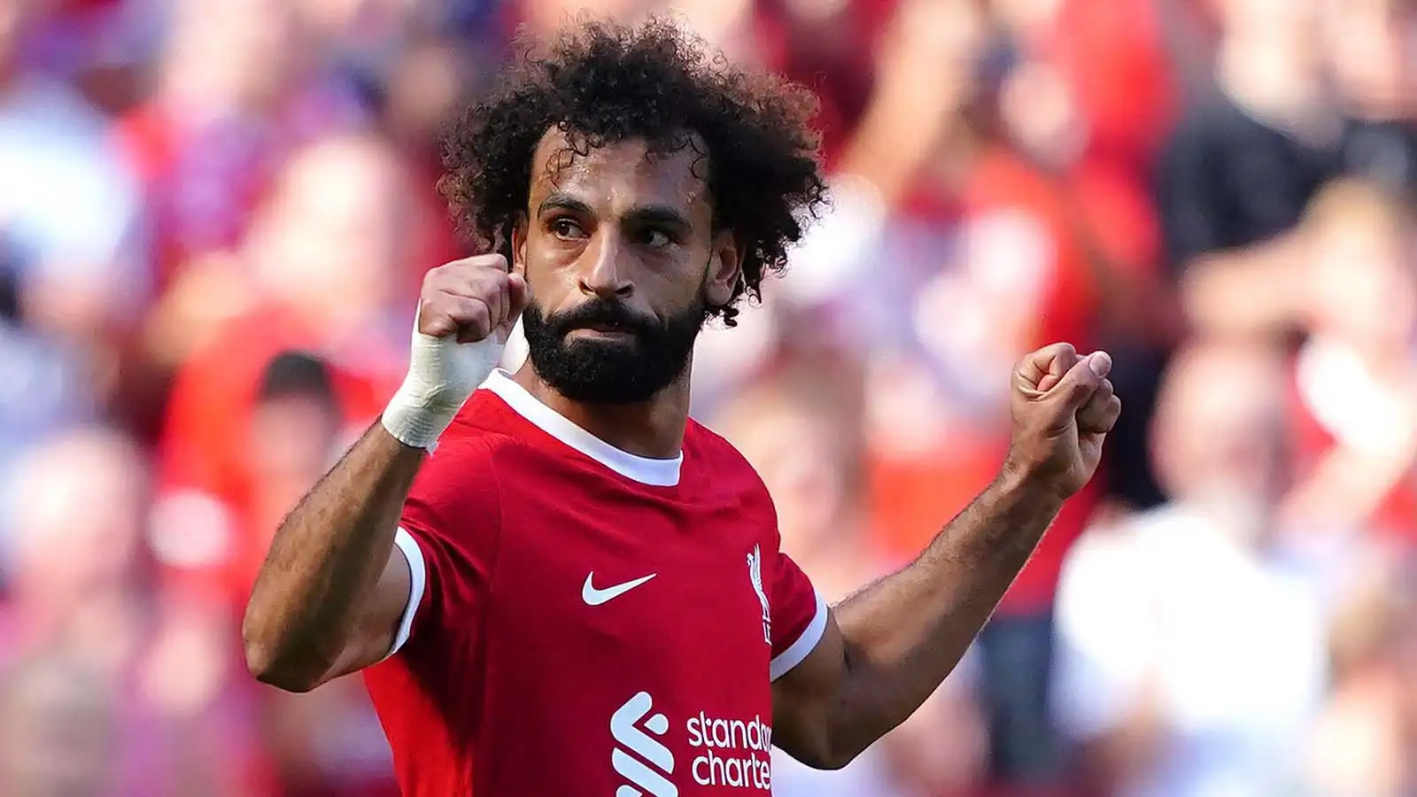 Liverpool's Mohamed Salah celebrates