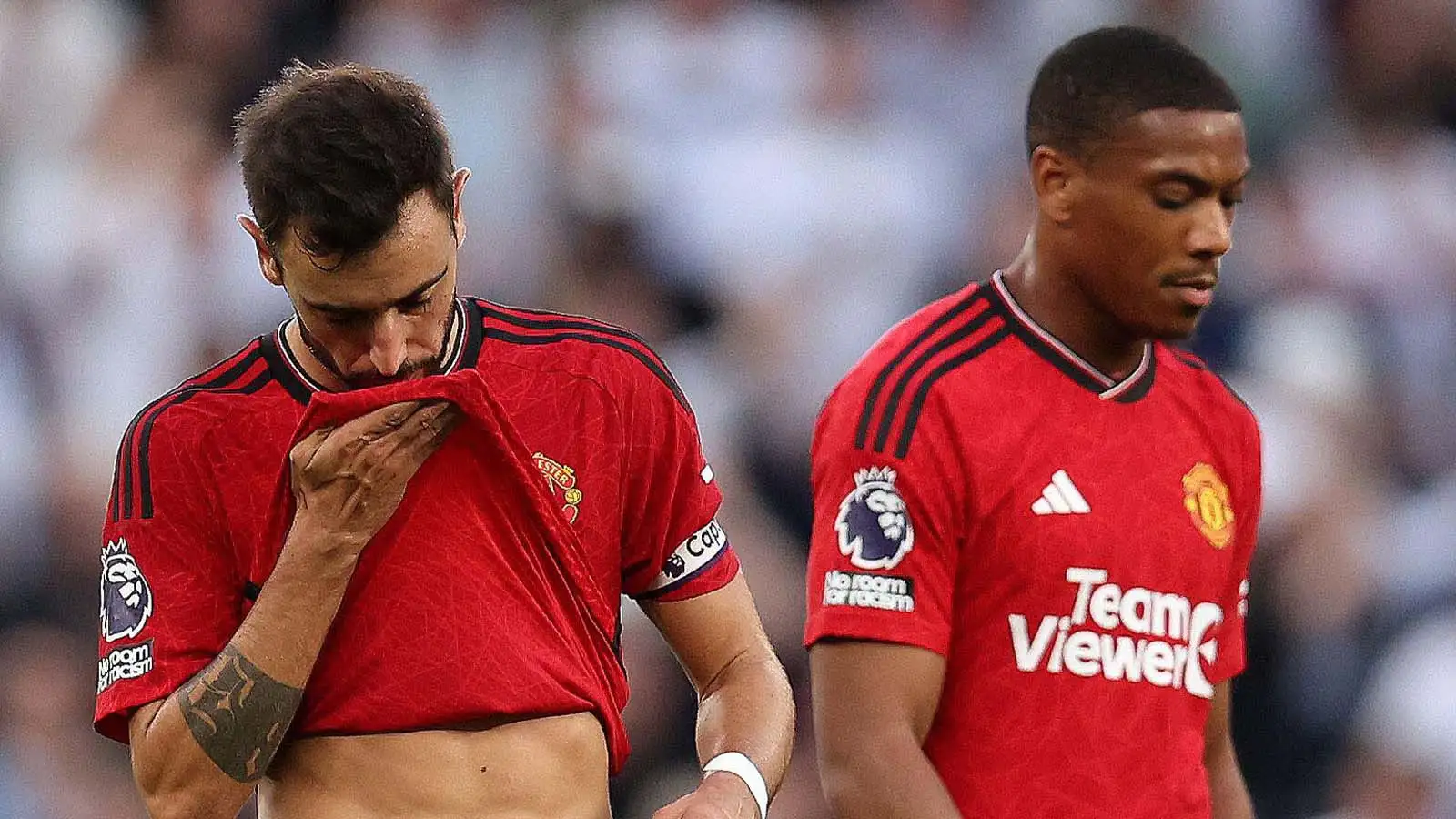 Bruno Fernandes of Manchester United and Anthony Martial