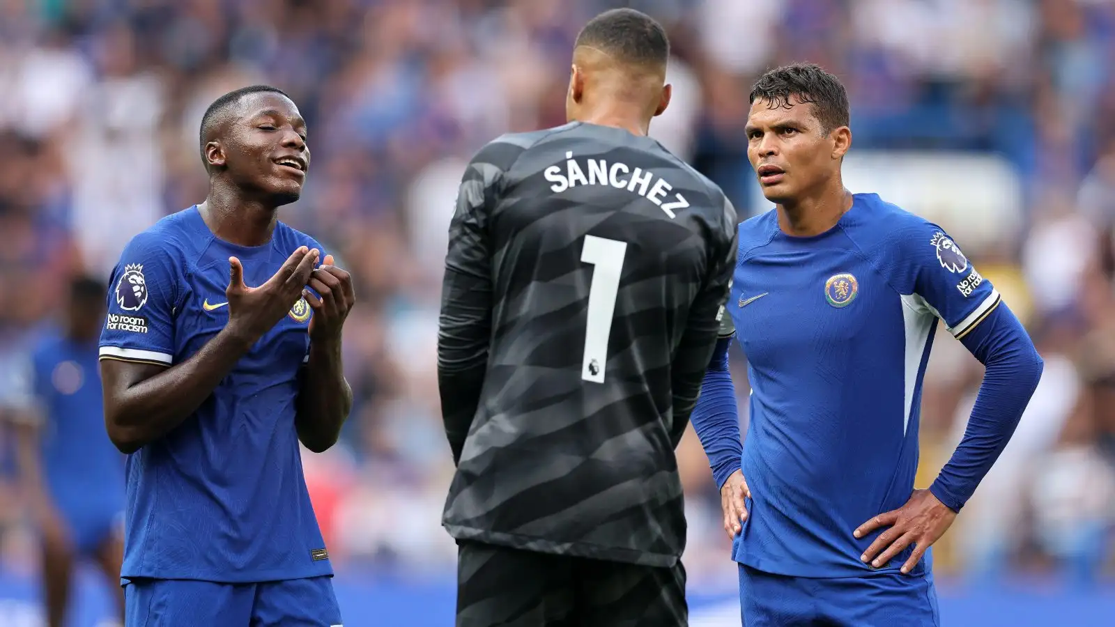 Chelsea trio Moises Caicedo, Robert Sanchez and Thiago Silva talk after a loss.
