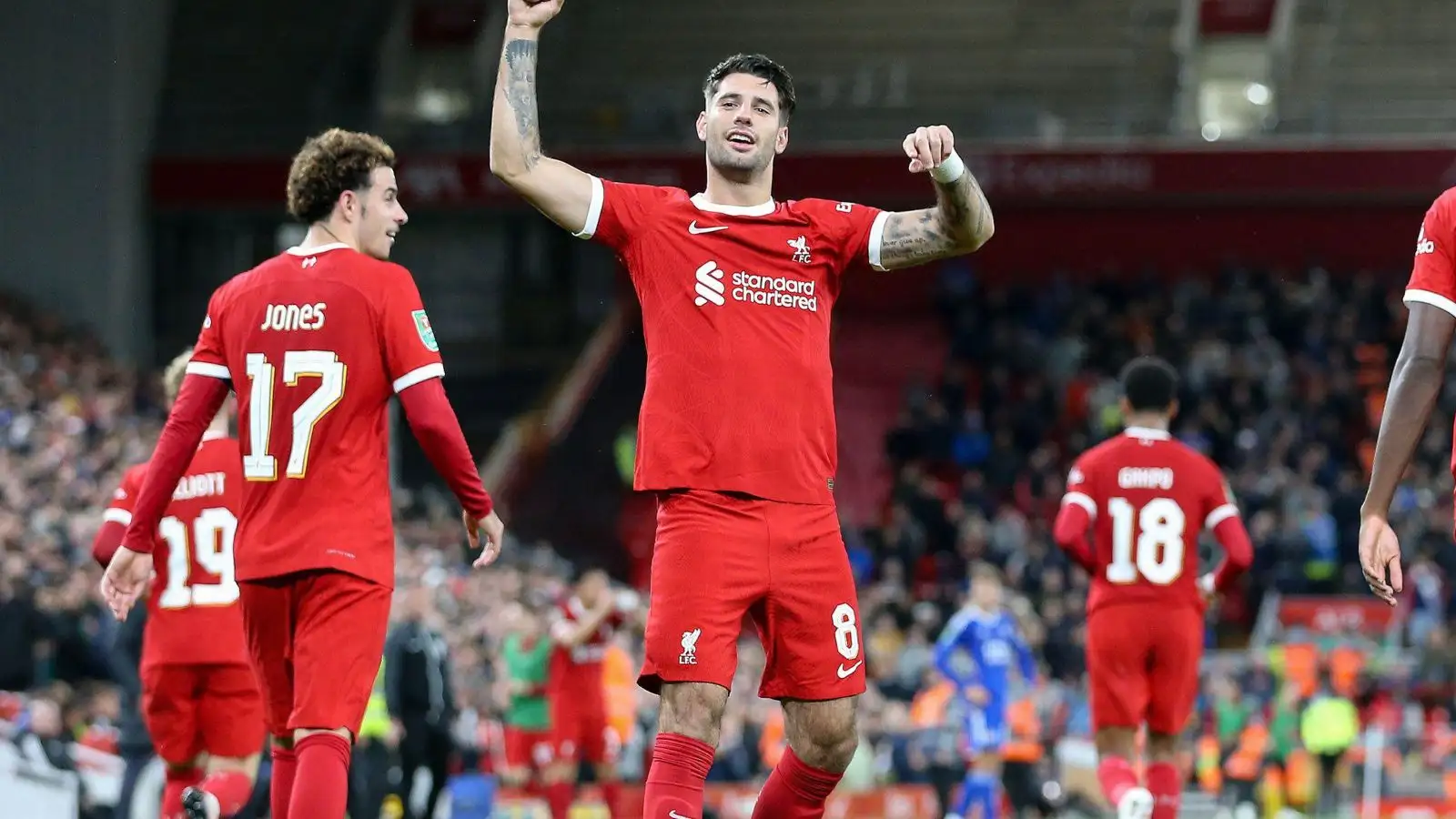 Liverpool 3-1 Leicester: Szoboszlai nets stunner as Klopp's side come from  behind to win in EFL Cup