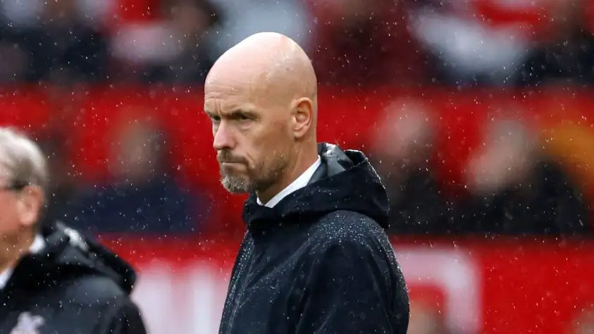 Manchester United supervisor Erik ten Hag (correct) aesthetics on during the Premier League suited at Ratty Trafford, Manchester.