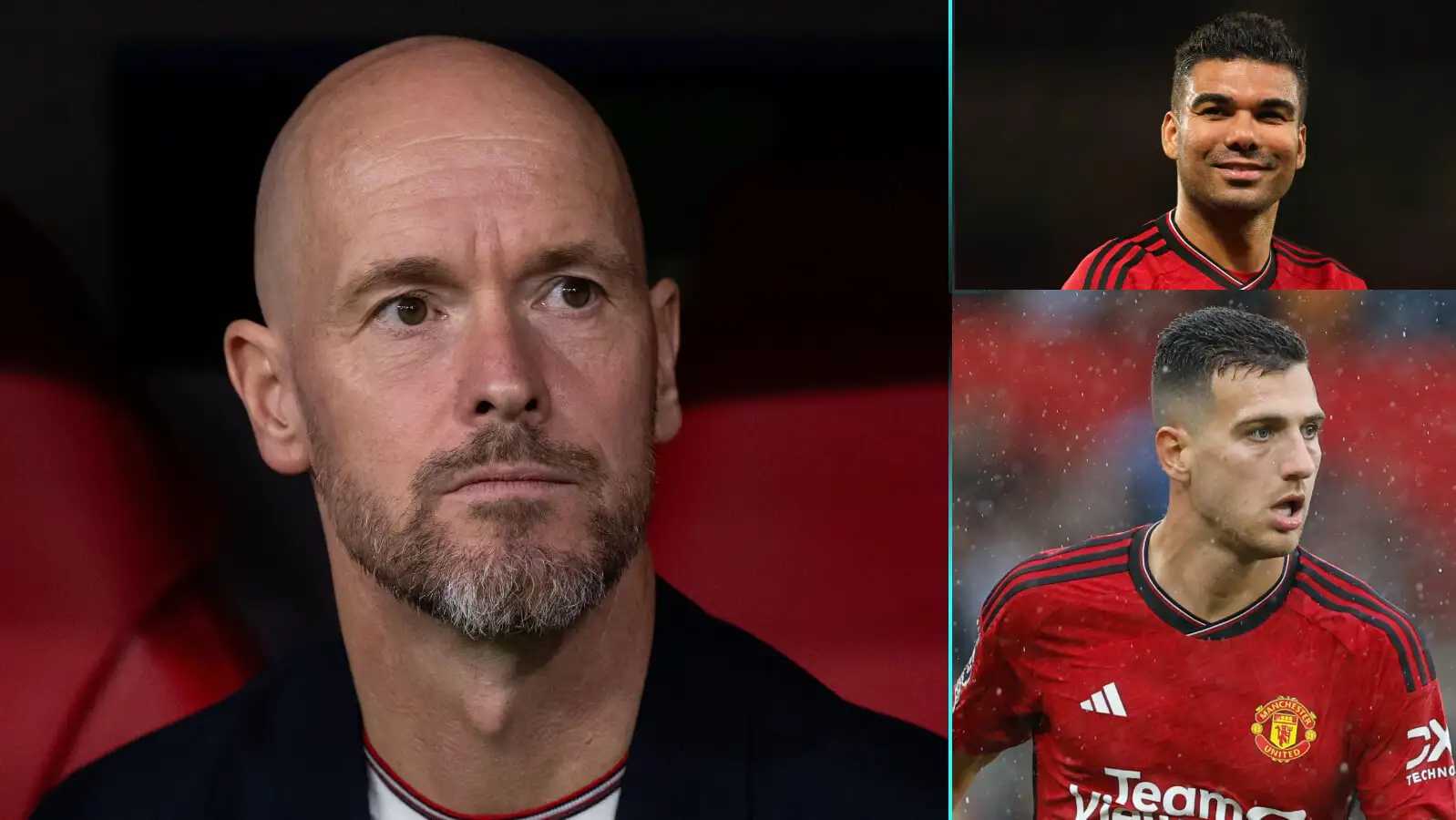 Man Utd trio Erik ten Hag, Casemiro and Diogo Dalot