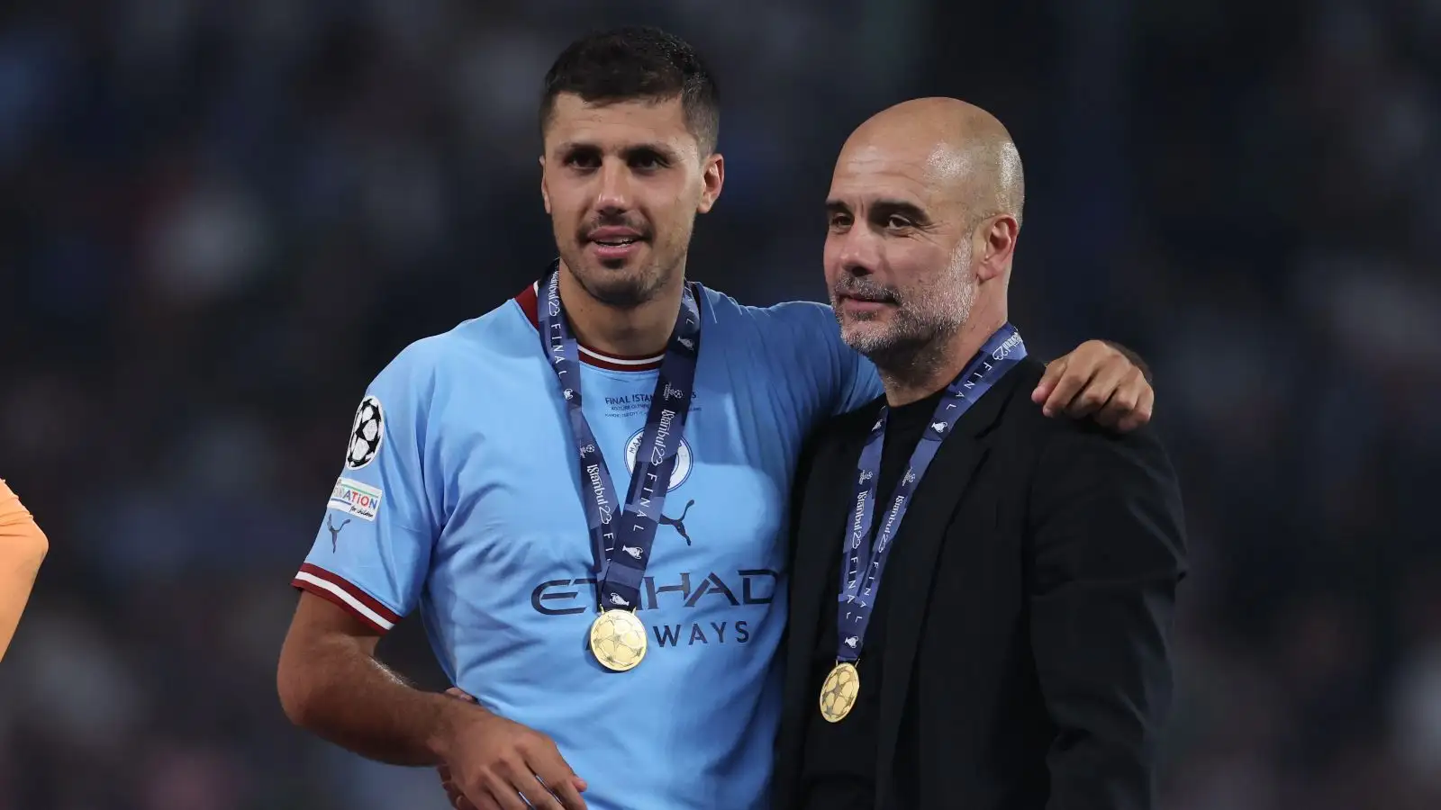 Individual CIty honcho Pep Guardiola as well as Rodri