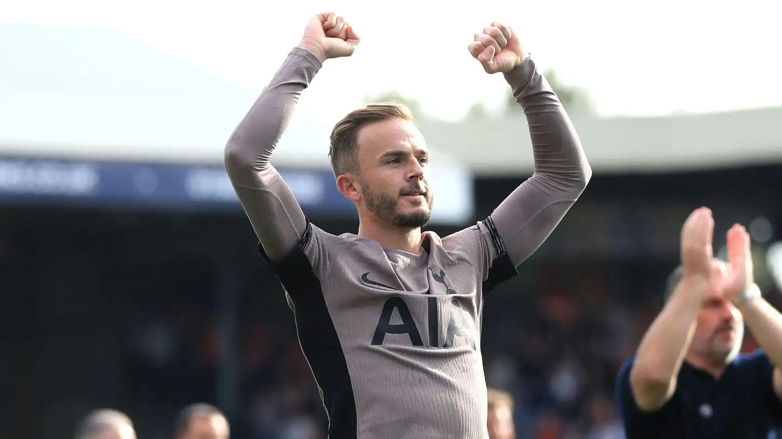 Spurs forward James Maddison celebrates