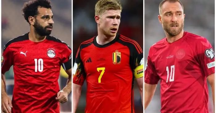 Egypt striker Mo Salah, Belgium captain Kevin De Bruyne, and Denmark midfielder Christian Eriksen.