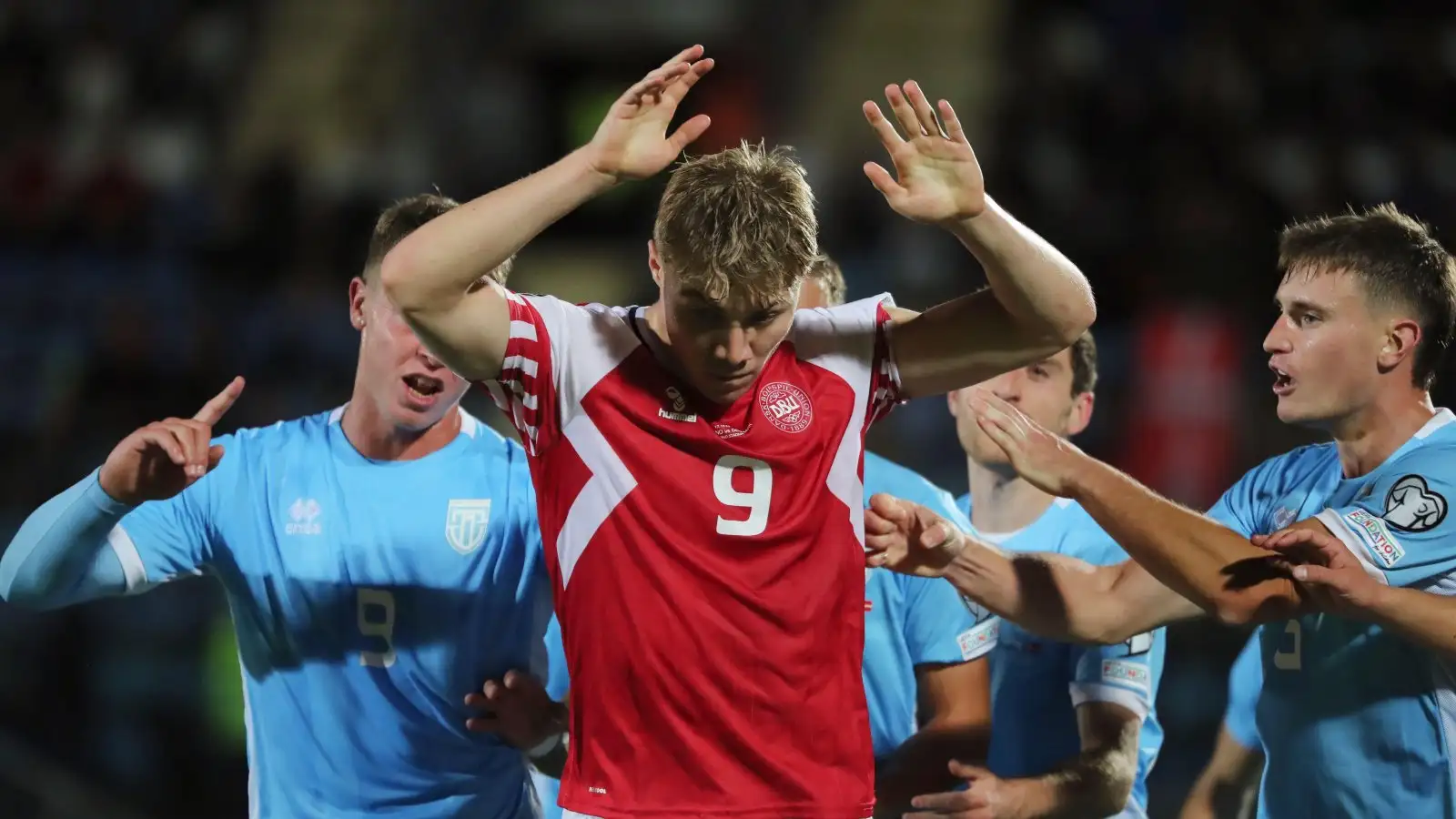 'Well, dear' - Man Utd star labelled 'disappointment' as San Marino player makes brutal 'real men' claim 2 c?url=https%3A%2F%2Fd2x51gyc4ptf2q.cloudfront.net%2Fcontent%2Fuploads%2F2023%2F10%2F18102528%2FRasmus Hojlund Denmark F365 3