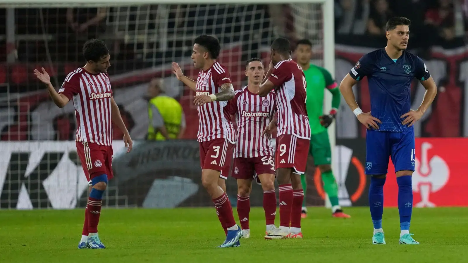 West Ham protector Konstantinos Mavropanos aesthetics dejected after agreeing a urge.