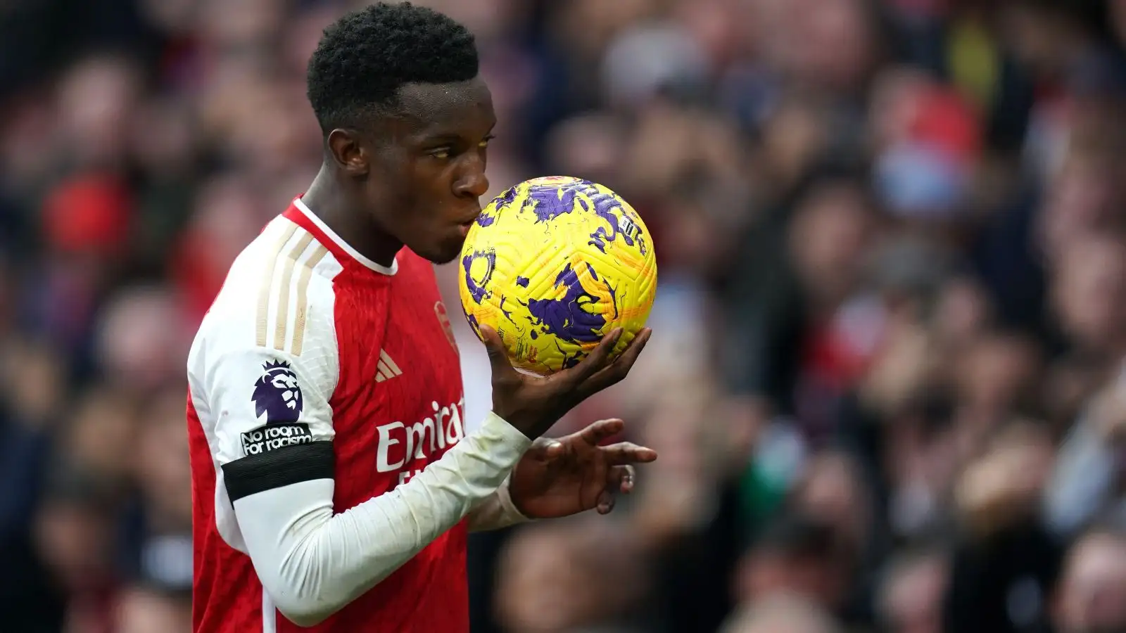 Arsenal striker Eddie Nketiah memorializes scoring his hat-secret aspiration.