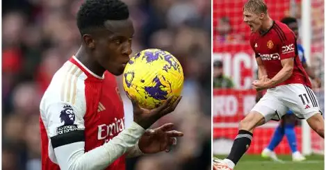 ‘Nketiah is an upgrade on Hojlund’: Pundit claims Arsenal hat-trick hero would start for Man Utd
