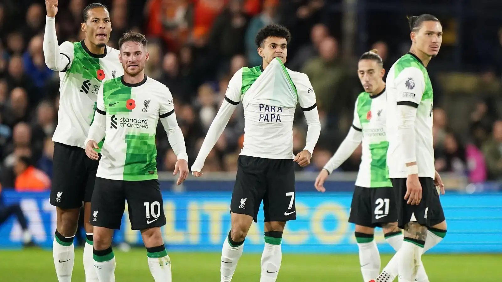 Liverpool winger Luis Diaz celebrates his desire.