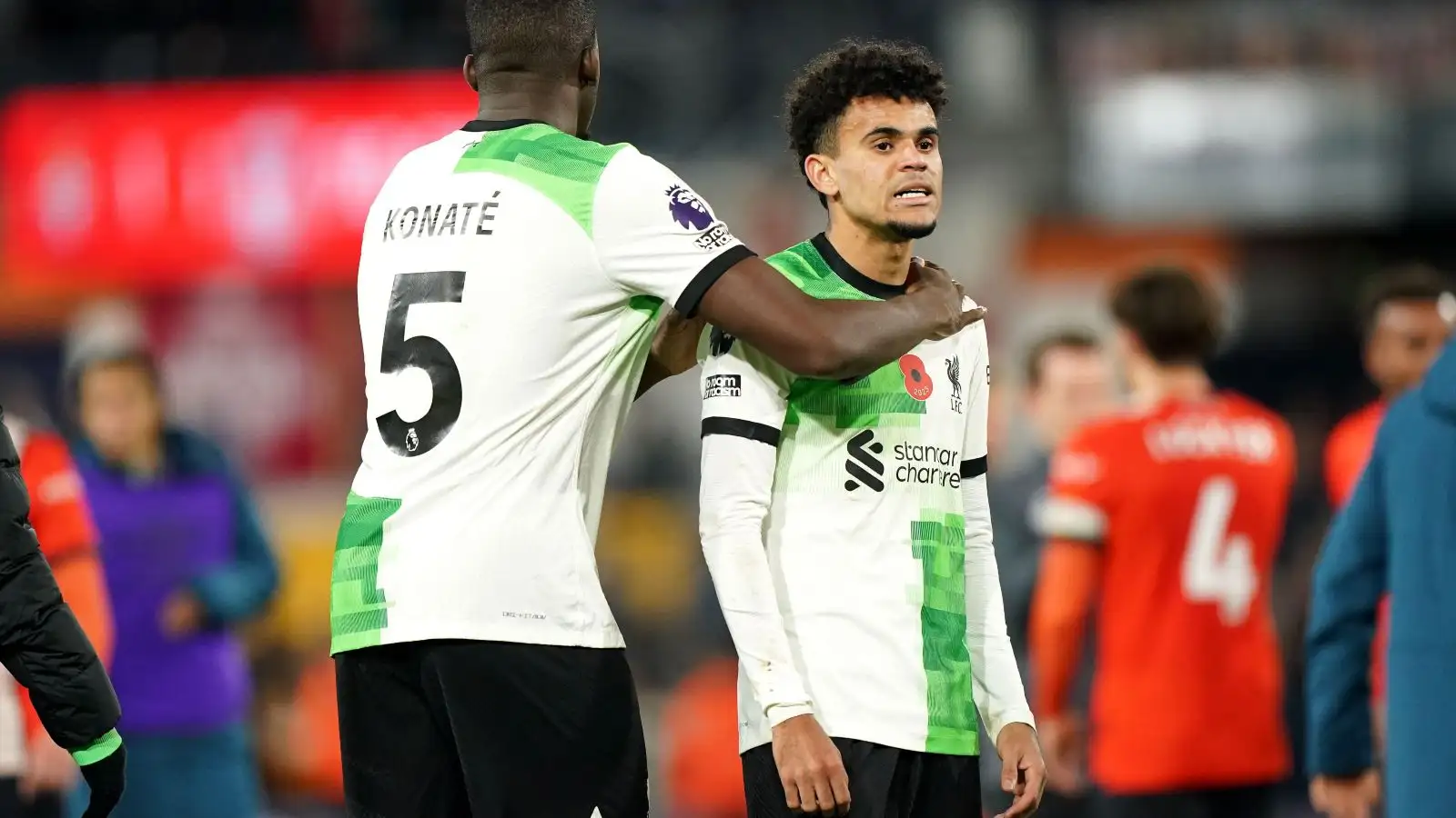 Liverpool winger Luis Diaz celebrates after scoring an equaliser.