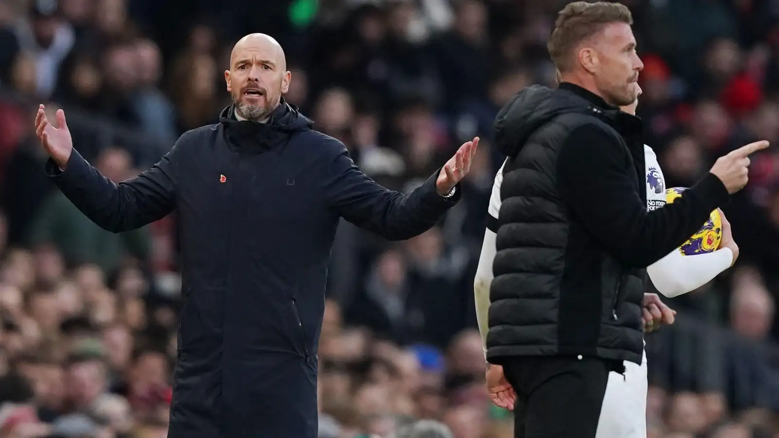 Erik ten Hag on the touchline during Man Utd's win over Luton.