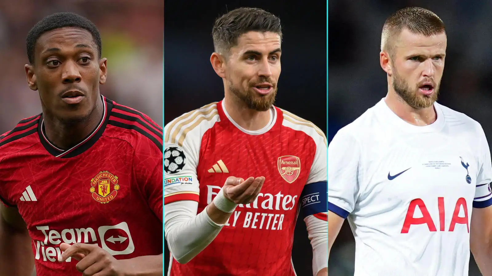 Anthony Martial, Jorginho and Eric Dier are out of contract at the end of the season.