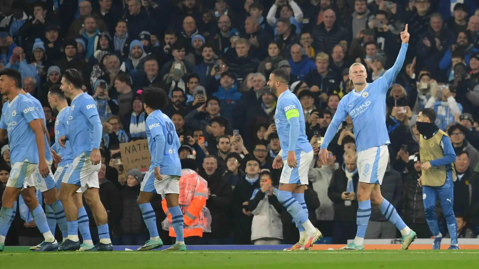 Manchester City celebrate with their fans