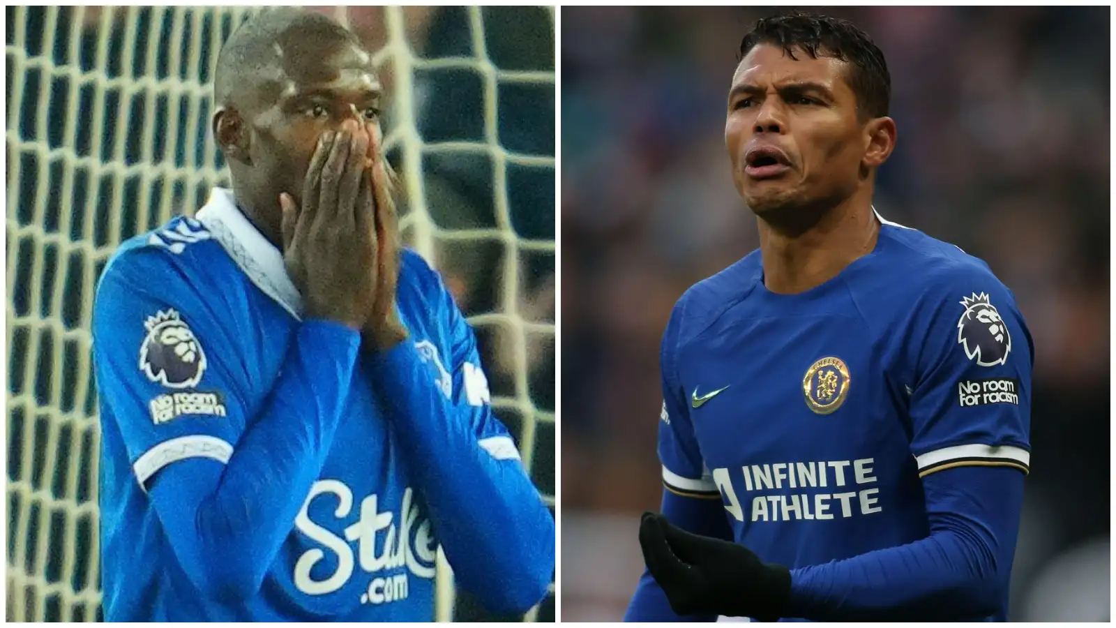 Everton midfielder Abdoulaye Doucoure and Chelsea defender Thiago Silva.