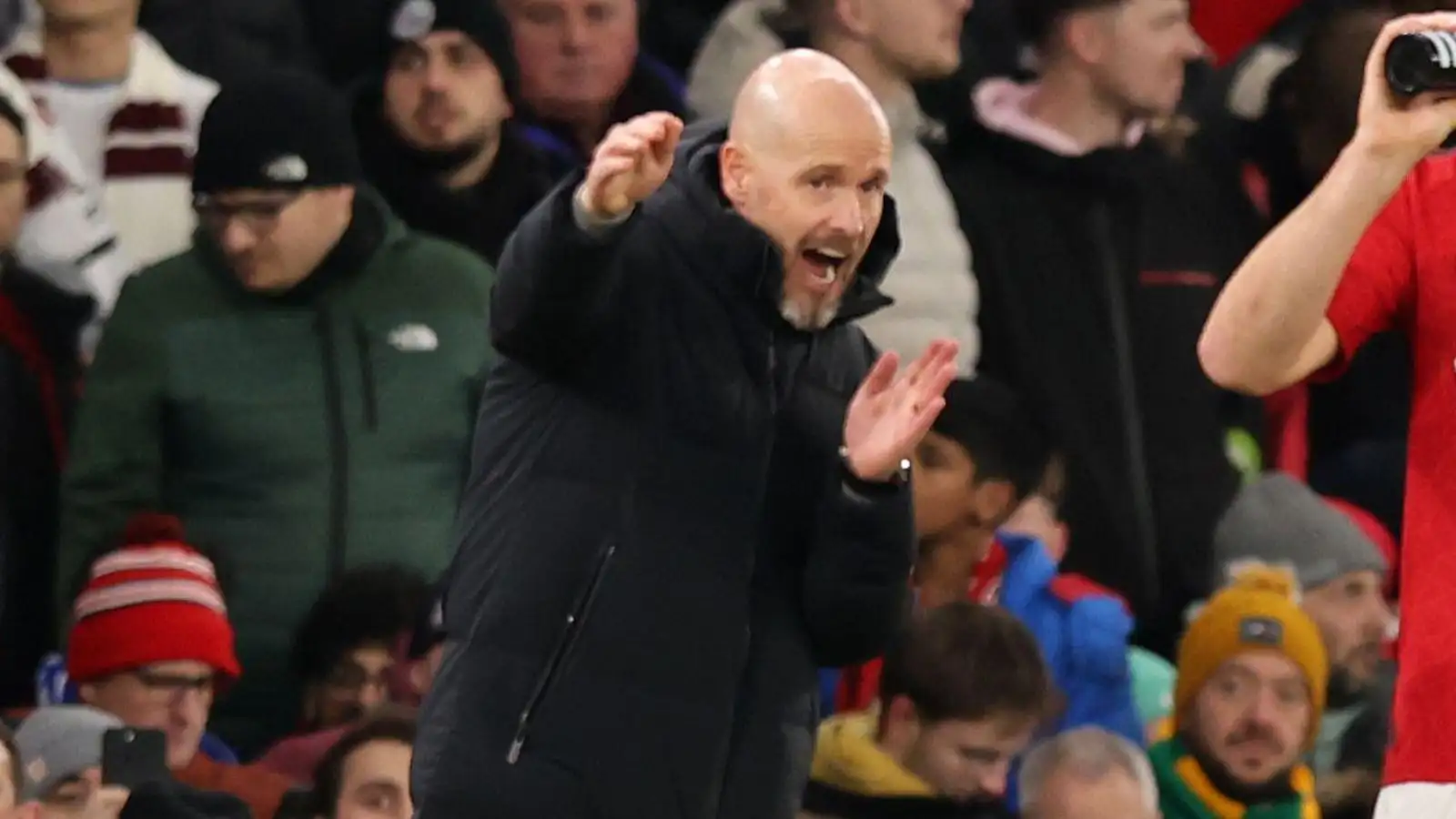 Manchester United manager Erik ten Hag issues tactical instructions