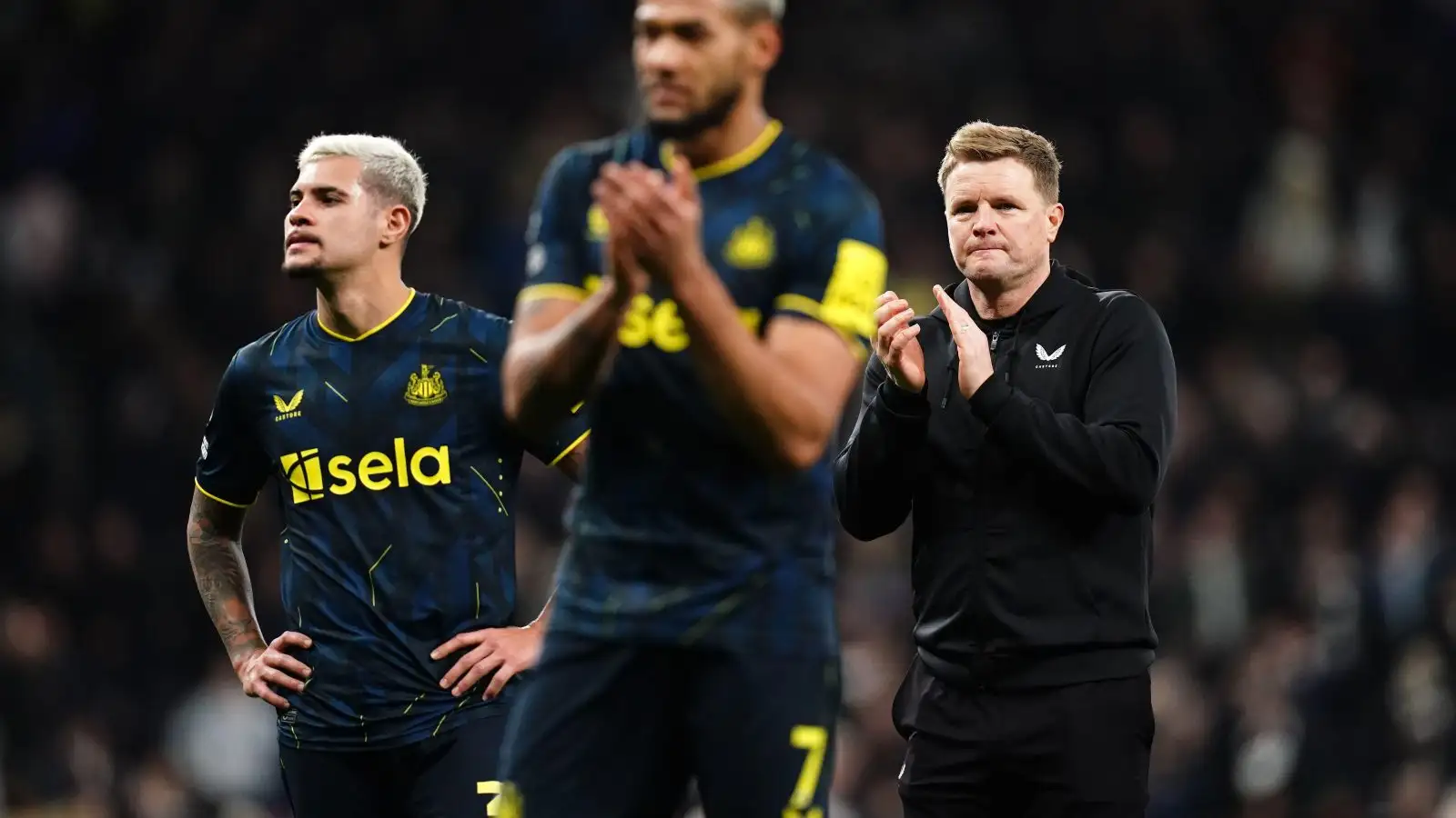 Howe insists Newcastle stars 'looked fatigued' vs Spurs; takes 'positives' with Wilson, Longstaff back 6 c?url=https%3A%2F%2Fd2x51gyc4ptf2q.cloudfront.net%2Fcontent%2Fuploads%2F2023%2F12%2F10191321%2FEddie Howe Bruno Guimaraes Newcastle F365