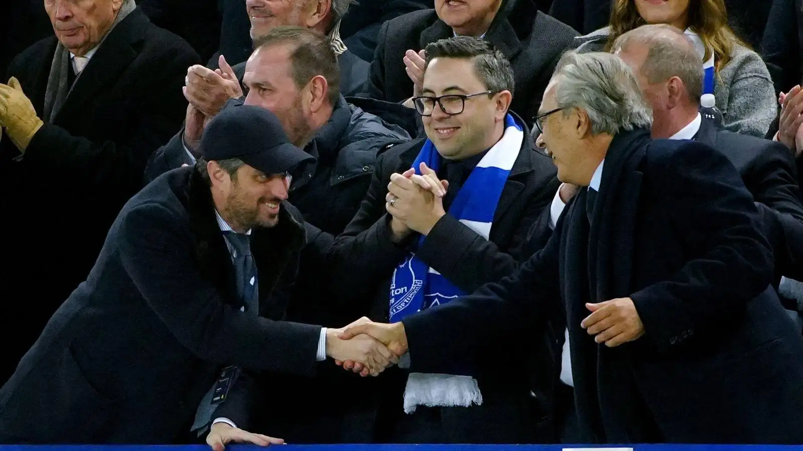 777 Better fifty percents co-owner Josh Footfall beverages hands with Everton majority financier Farhad Moshiri
