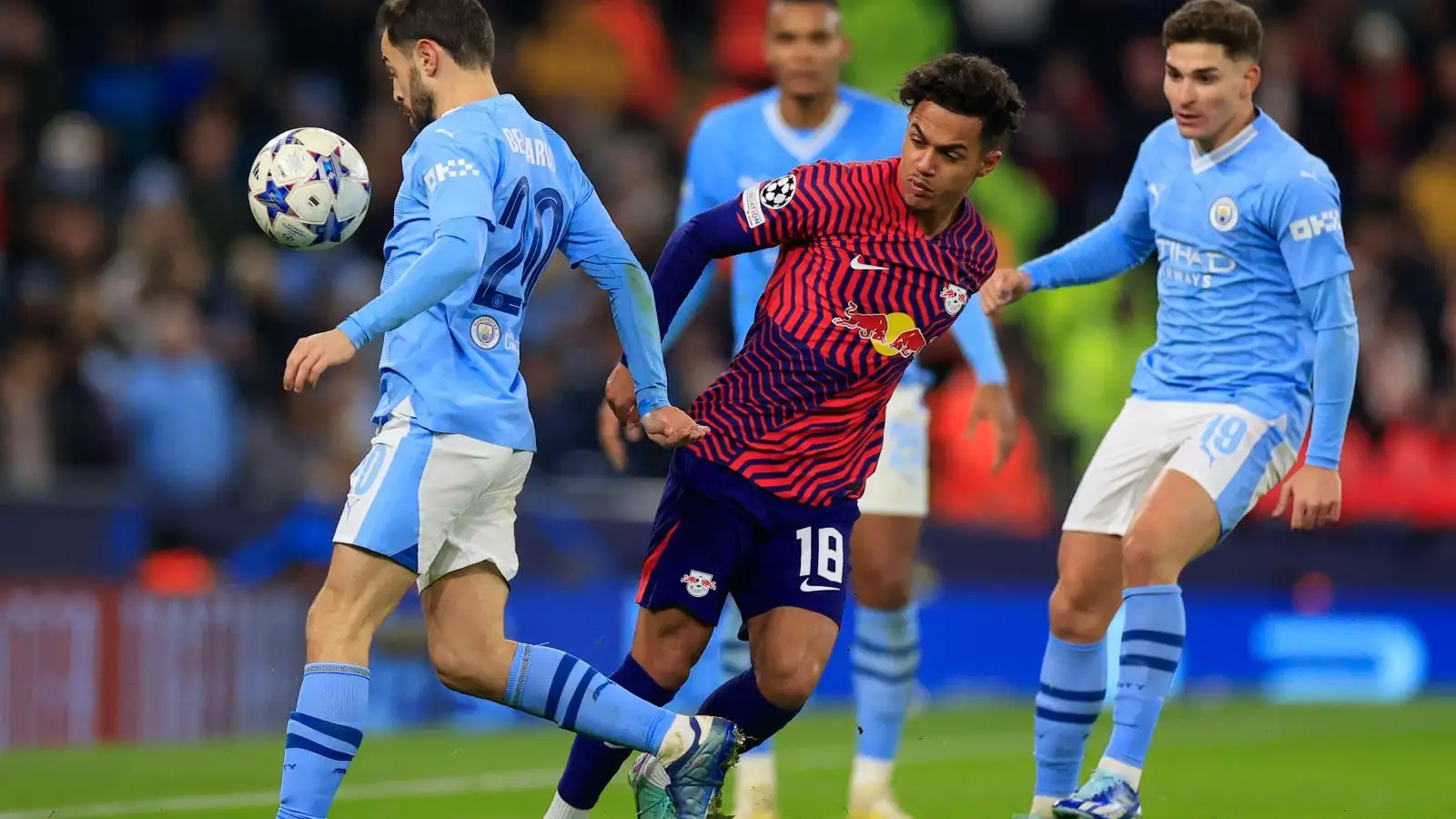 Fabio Carvalho throughout a match between Leipzig and also Manchester Metropolis.