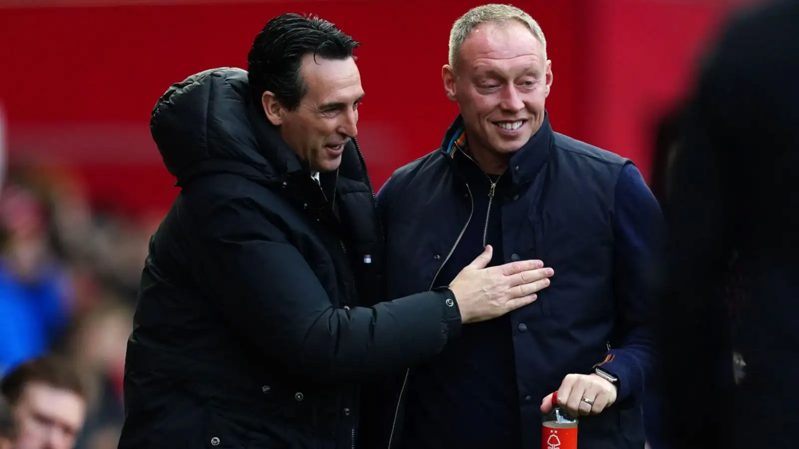 Nottingham Forest employer Steve Cooper welcomes Unai Emery before a complemented.