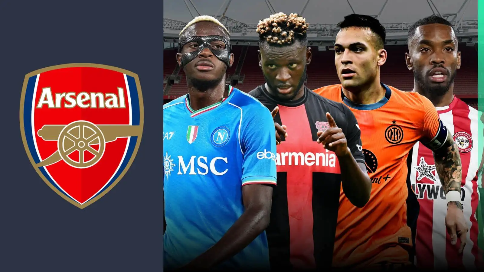 Arsenal transfers: Arteta's shortlist with 'four key names' revealed with £112m signing 'not ruled out' 4 c?url=https%3A%2F%2Fd2x51gyc4ptf2q.cloudfront.net%2Fcontent%2Fuploads%2F2024%2F01%2F01082426%2FVictor Osimhen Victor Boniface Lautaro Martinez Ivan Toney Arsenal F365